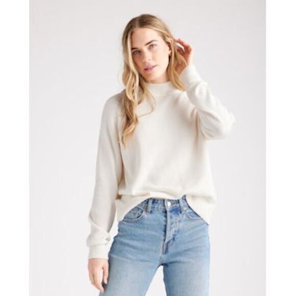 Quince Sweaters - Quince Women 100% Organic Cotton Mock Neck Sweater Ivory S